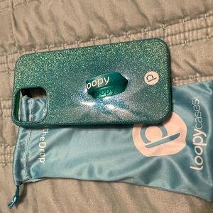 Loopy teal Glitter Phone Case